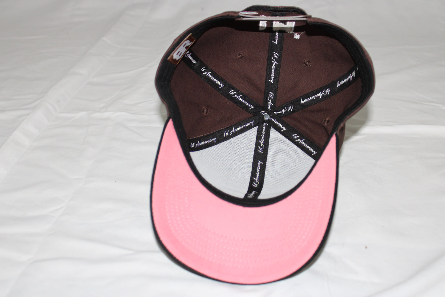 Brown Cotton & Pink Visor Hat