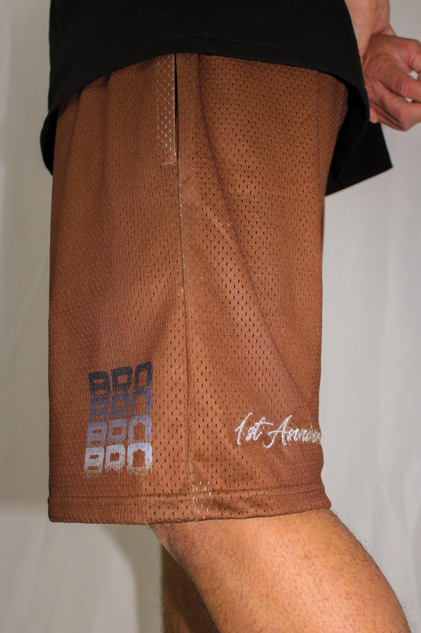 1st anniversary Brown Mesh Short